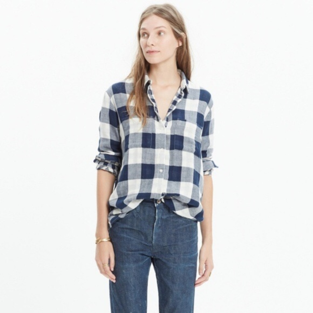 Oversized Boyshirt in Mixed Buffalo Stripe